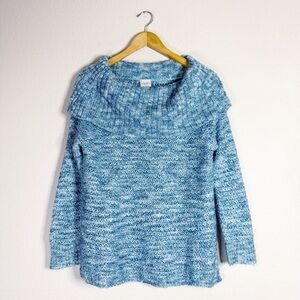 CHICO’S blue mohair Sequin Shine Dorothy Pullover long sleeve sweater SIZE 1 NEW